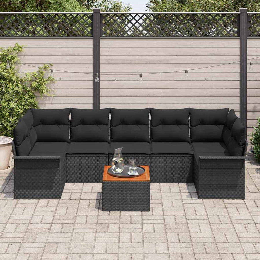 Garden Sofa Set 8 pcs Black Poly Rattan