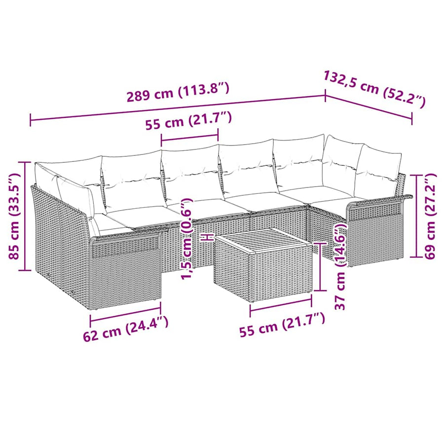 Garden Sofa Set 8 pcs Black Poly Rattan