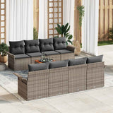 Garden Sofa Set with Cushion 9 pcs Grey Poly Rattan