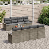 Garden Sofa Set with Cushion 9 pcs Grey Poly Rattan