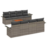 Garden Sofa Set with Cushion 9 pcs Grey Poly Rattan