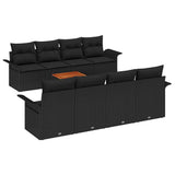 Garden Sofa Set 9 pcs Black Poly rattan - Front View
