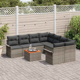 Garden Sofa Set 9 pcs Grey Poly rattan - Side View