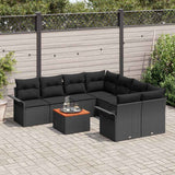 Garden Sofa Set 9 pcs Black Poly rattan - Side View