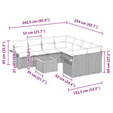 Garden Sofa Set with Cushion 9 pcs Black Poly Rattan