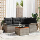Garden Sofa Set with Cushion 5 pcs Grey Poly Rattan