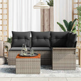Garden Sofa Set with Cushion 5 pcs Grey Poly Rattan - Side View