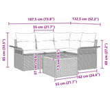 Garden Sofa Set with Cushion 5 pcs Grey Poly Rattan