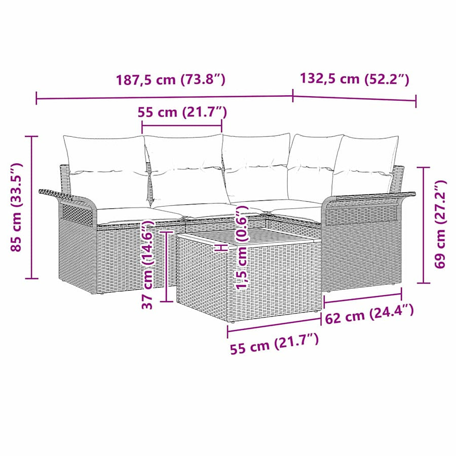 Garden Sofa Set 5 pcs Black Poly Rattan