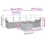 Garden Sofa Set with Cushion 6 pcs Black Poly Rattan