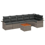 Garden Sofa Set with Cushion 7 pcs Grey Poly Rattan