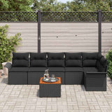 Garden Sofa Set 7 pcs Black Poly rattan - Side View