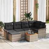 Garden Sofa Set with Cushion 7 pcs Grey Poly Rattan