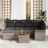 Garden Sofa Set with Cushion 7 pcs Grey Poly Rattan
