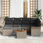 Garden Sofa Set 7 pcs Grey Poly Rattan