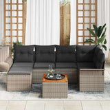 Garden Sofa Set 7 pcs Grey Poly rattan - Side View