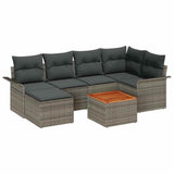 Garden Sofa Set with Cushion 7 pcs Grey Poly Rattan