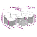 Garden Sofa Set with Cushion 7 pcs Grey Poly Rattan