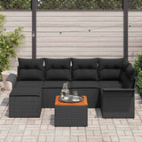 Garden Sofa Set 7 pcs Black Poly rattan - Side View