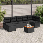 Garden Sofa Set 8 pcs Black Poly Rattan