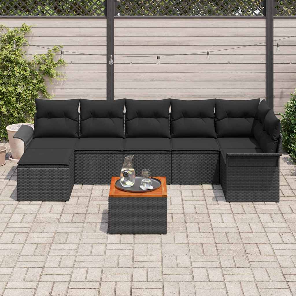 Garden Sofa Set 8 pcs Black Poly rattan
