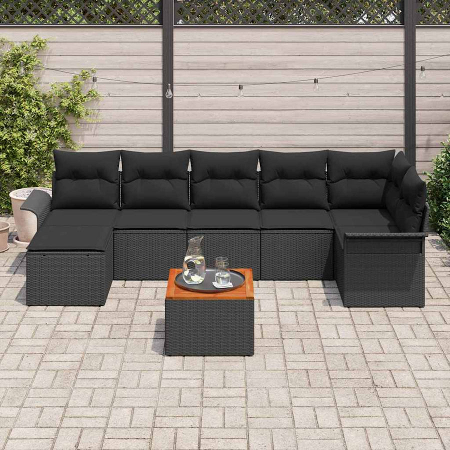 Garden Sofa Set 8 pcs Black Poly Rattan
