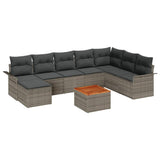 Garden Sofa Set 9 pcs Grey Poly rattan - Front View
