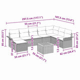 Garden Sofa Set with Cushion 9 pcs Grey Poly Rattan