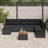 Garden Sofa Set 9 pcs Black Poly rattan - Side View