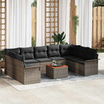 Garden Sofa Set 10 pcs Grey Poly Rattan