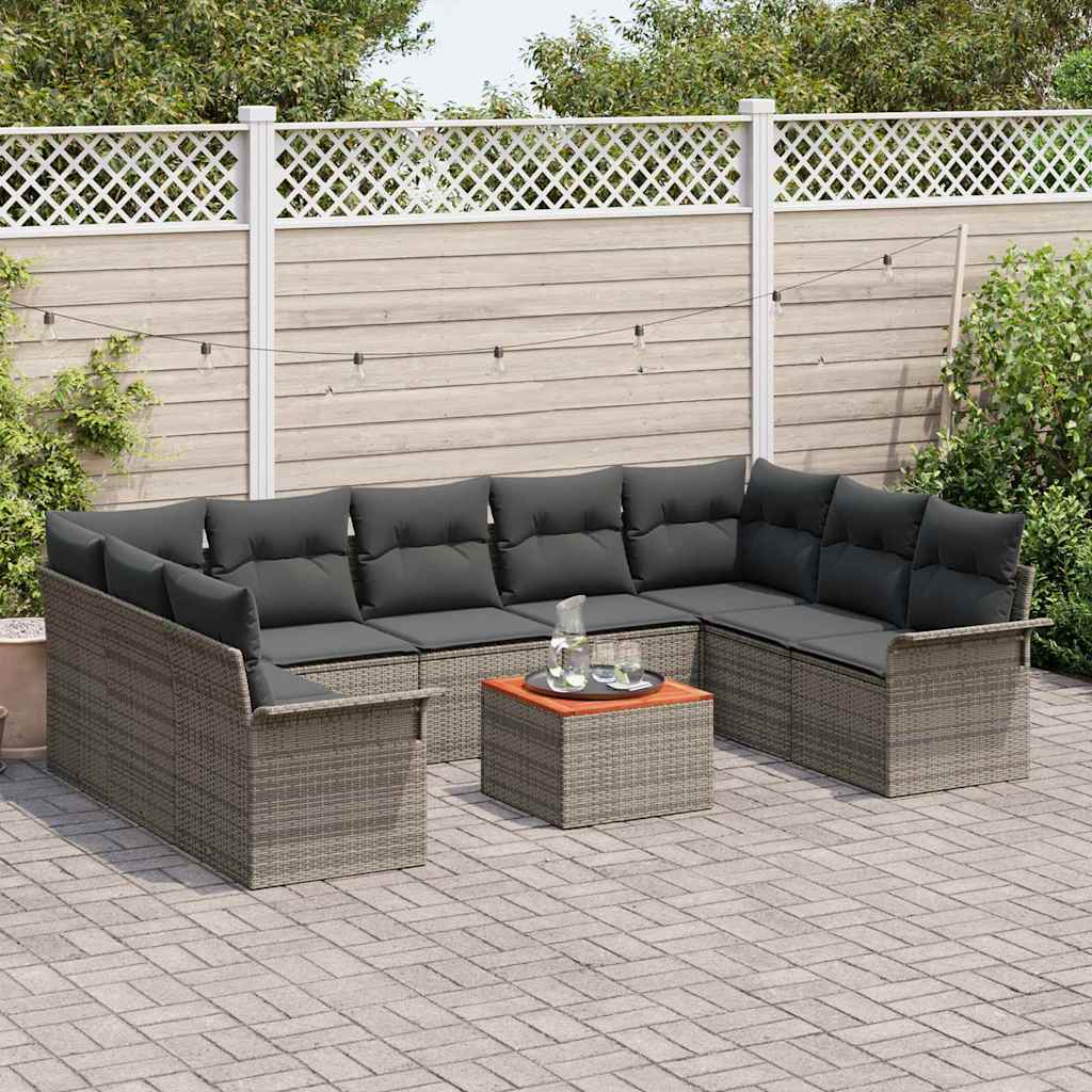 Garden Sofa Set 10 pcs Grey Poly rattan