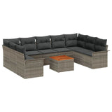 Garden Sofa Set 10 pcs Grey Poly rattan - Front View