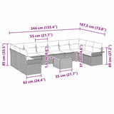Garden Sofa Set with Cushion 11 pcs Black Poly Rattan