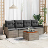 Garden Sofa Set with Cushion 5 pcs Grey Poly Rattan