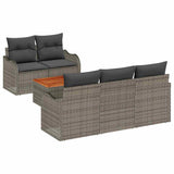 Garden Sofa Set with Cushion 6 pcs Grey Poly Rattan