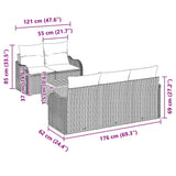 Garden Sofa Set 6 pcs Grey Poly rattan - Low Angle