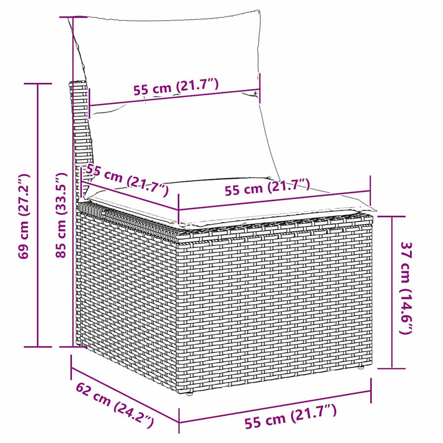 Garden Sofa Set 7 pcs Black Poly Rattan