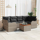 Garden Sofa Set 7 pcs Grey Poly rattan - Side View