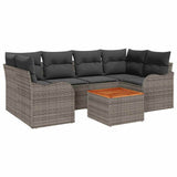 Garden Sofa Set 7 pcs Grey Poly rattan - Front View