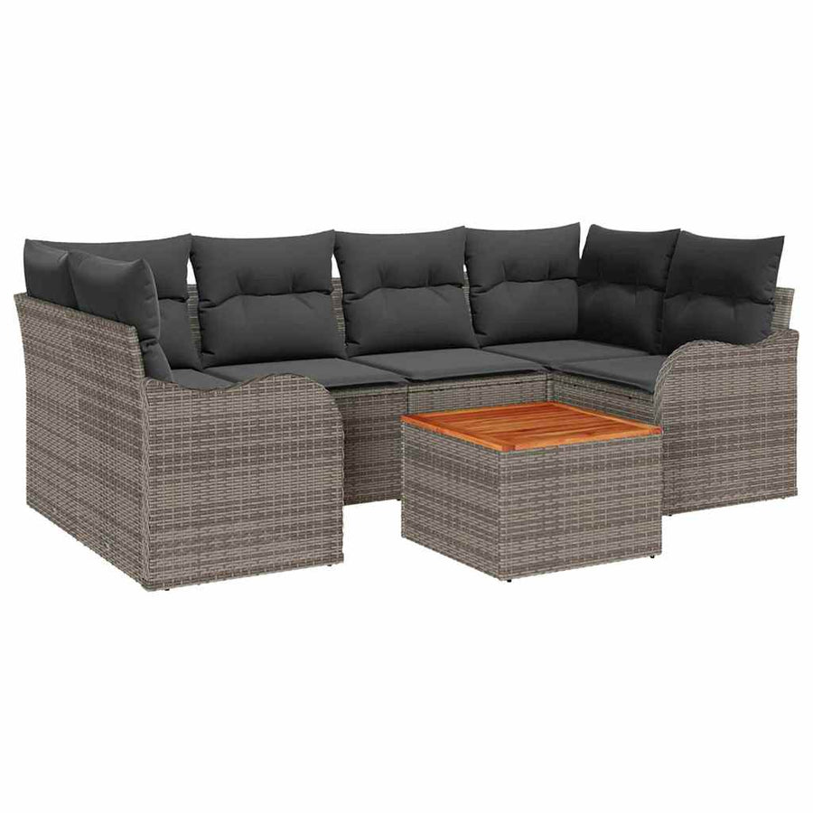 Garden Sofa Set 7 pcs Grey Poly Rattan