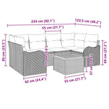 Garden Sofa Set with Cushion 7 pcs Black Poly Rattan