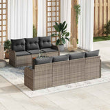 Garden Sofa Set 8 pcs Grey Poly rattan