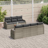 Garden Sofa Set 8 pcs Grey Poly rattan - Side View