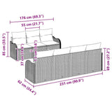 Garden Sofa Set 8 pcs Grey Poly rattan - Low Angle