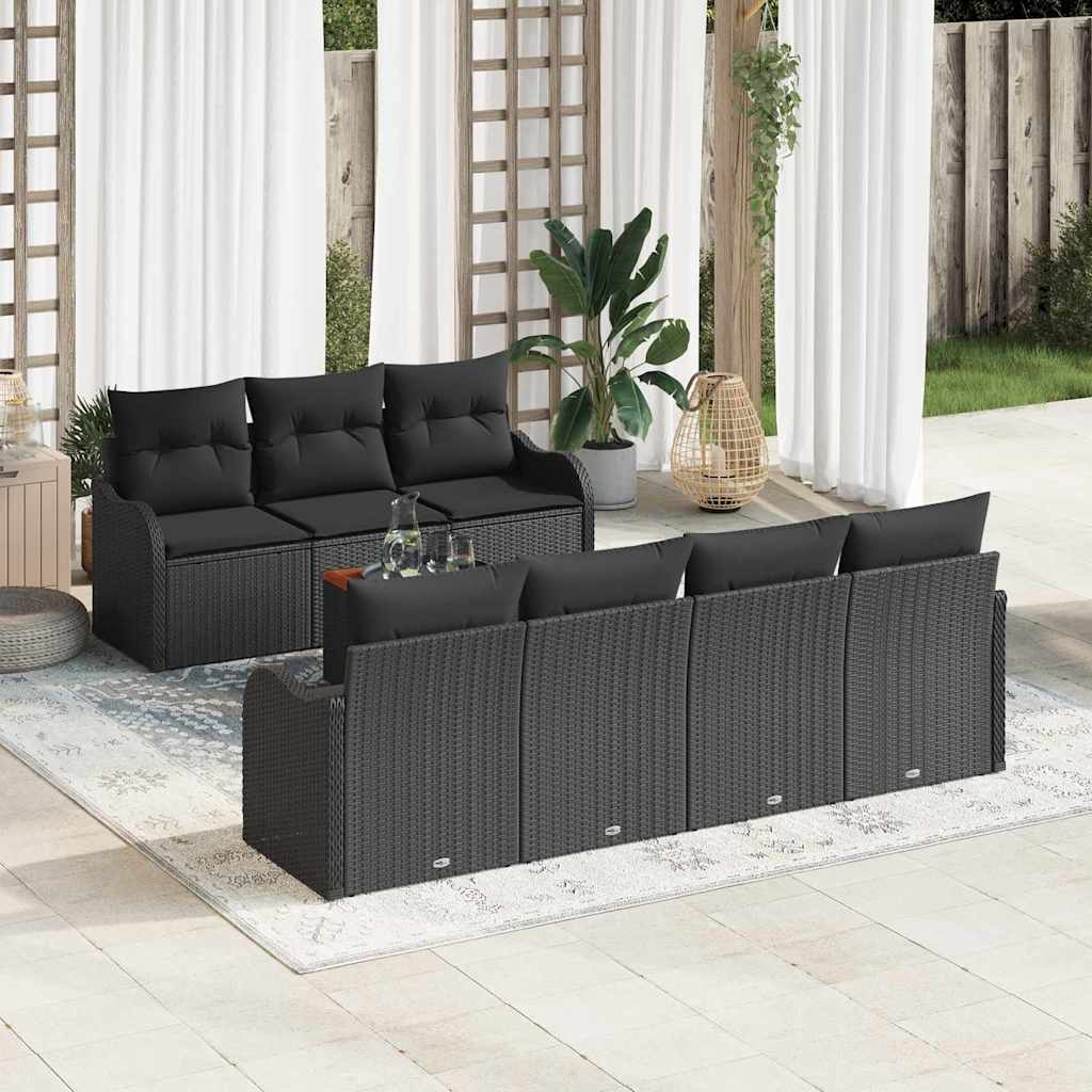 Garden Sofa Set 8 pcs Black Poly rattan