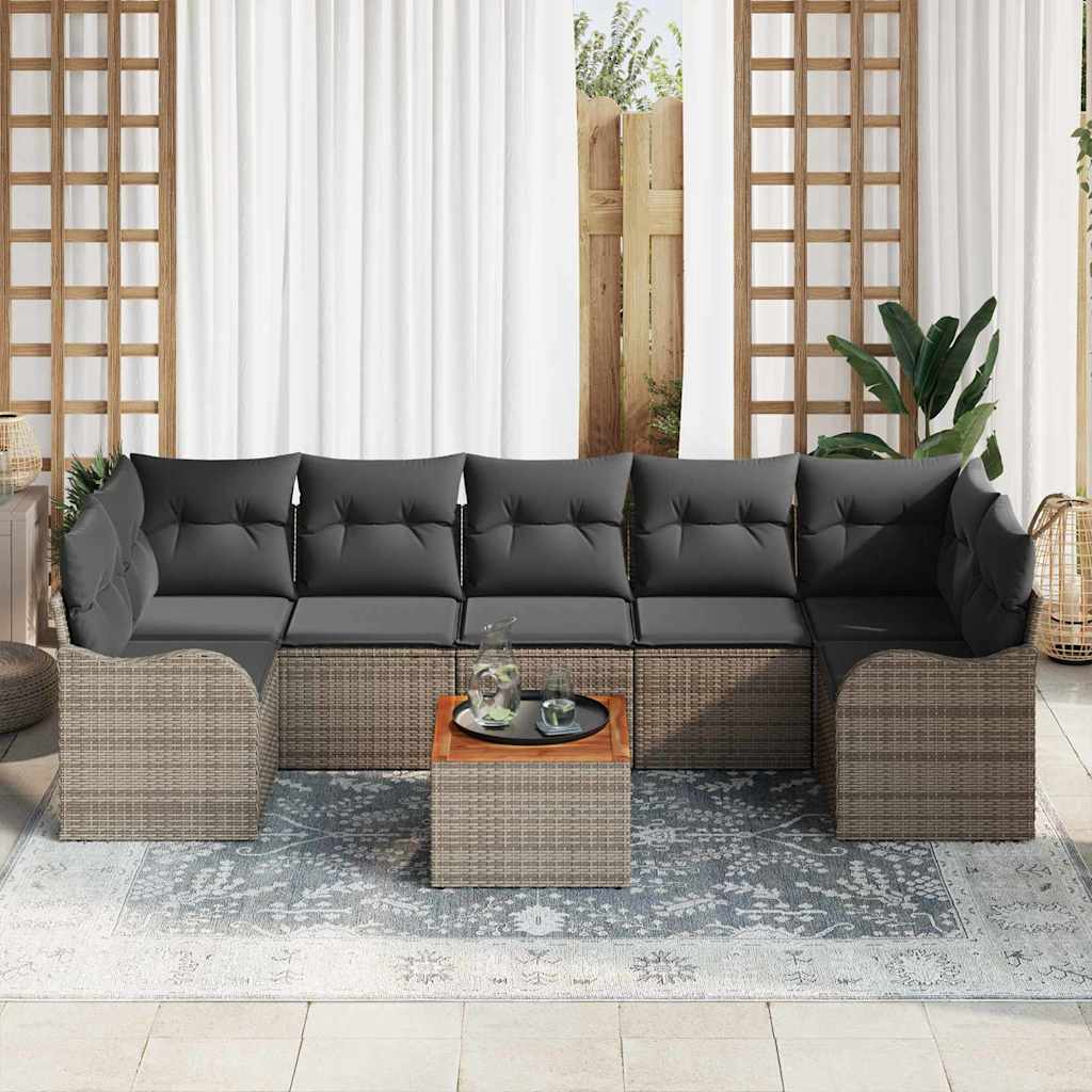 Garden Sofa Set 8 pcs Grey Poly Rattan