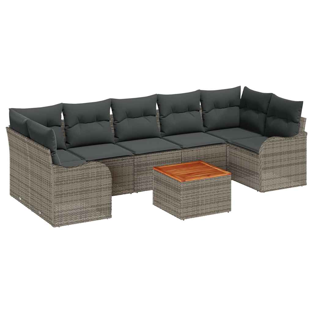 Garden Sofa Set 8 pcs Grey Poly Rattan