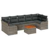 Garden Sofa Set 8 pcs Grey Poly rattan - Front View
