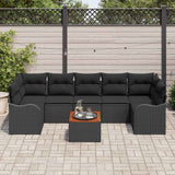 Garden Sofa Set with Cushion 8 pcs Black Poly Rattan