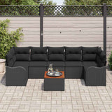 Garden Sofa Set 8 pcs Black Poly rattan - Side View